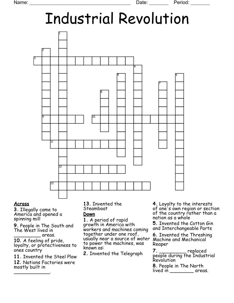 Industrial Revolution Crossword