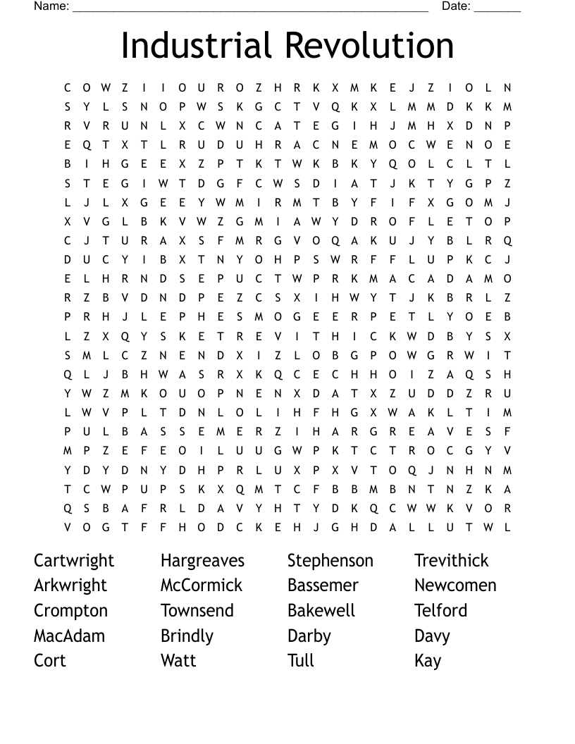 Industrial Revolution Word Search