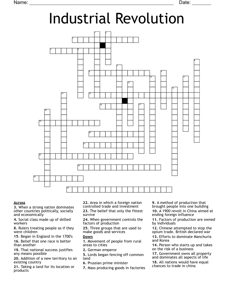 Industrial Revolution Crossword