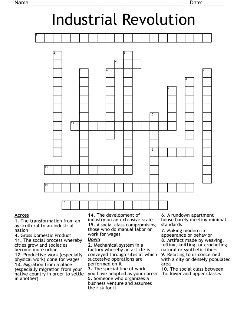 Industrial Revolution Crossword