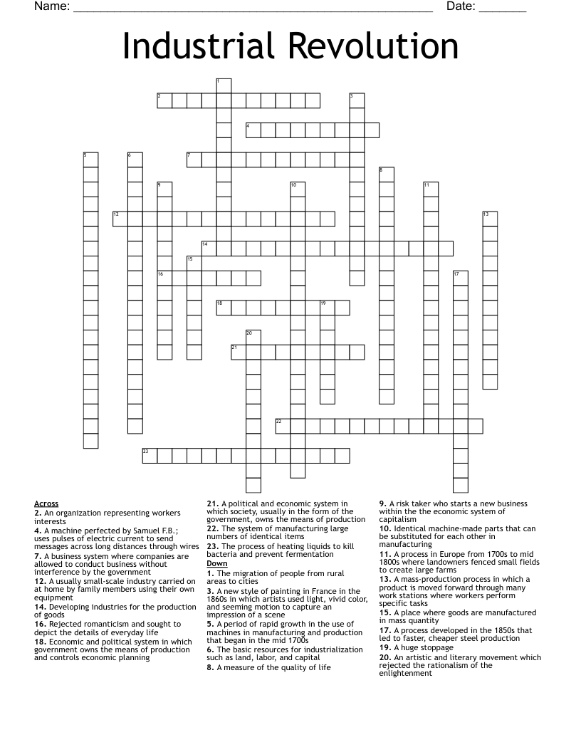 Industrial Revolution Crossword