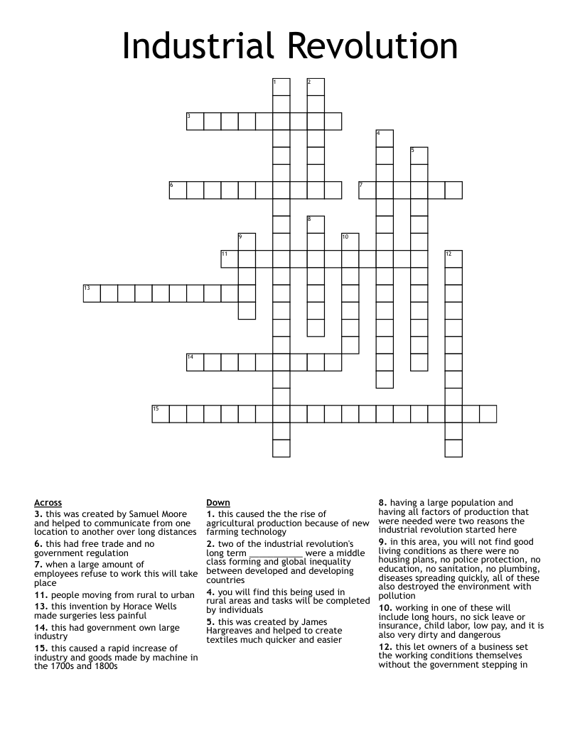 Industrial Revolution Crossword