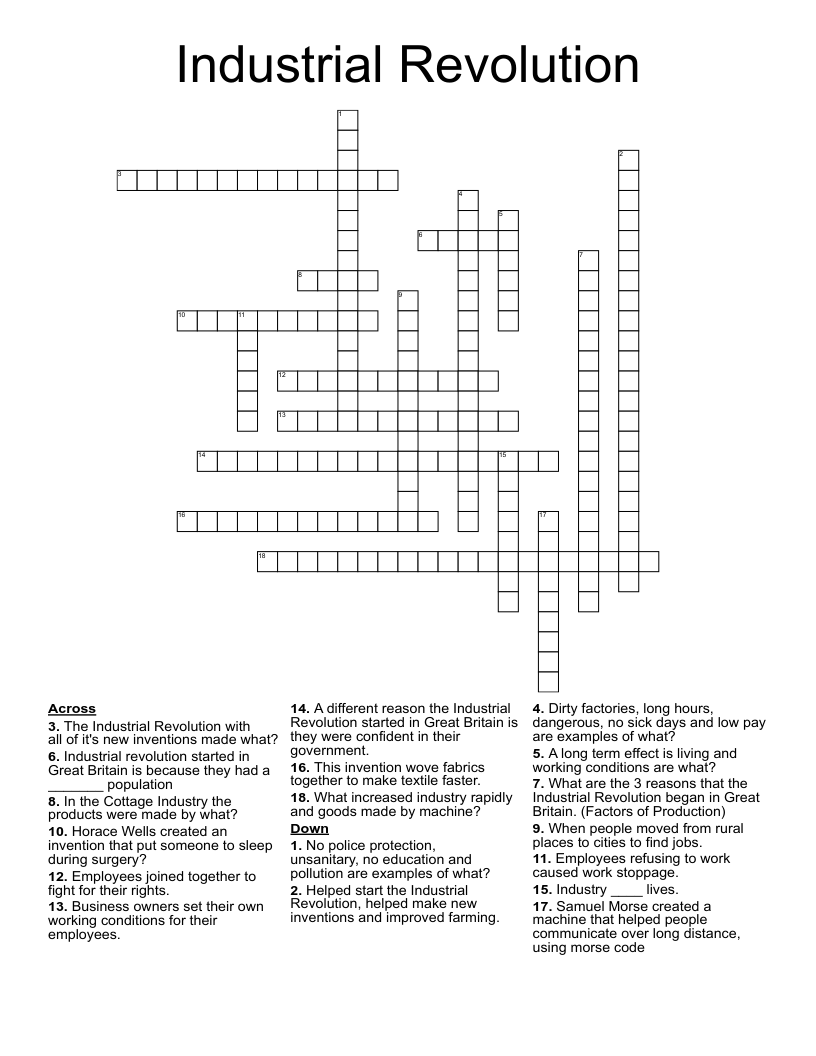 Industrial Revolution Crossword