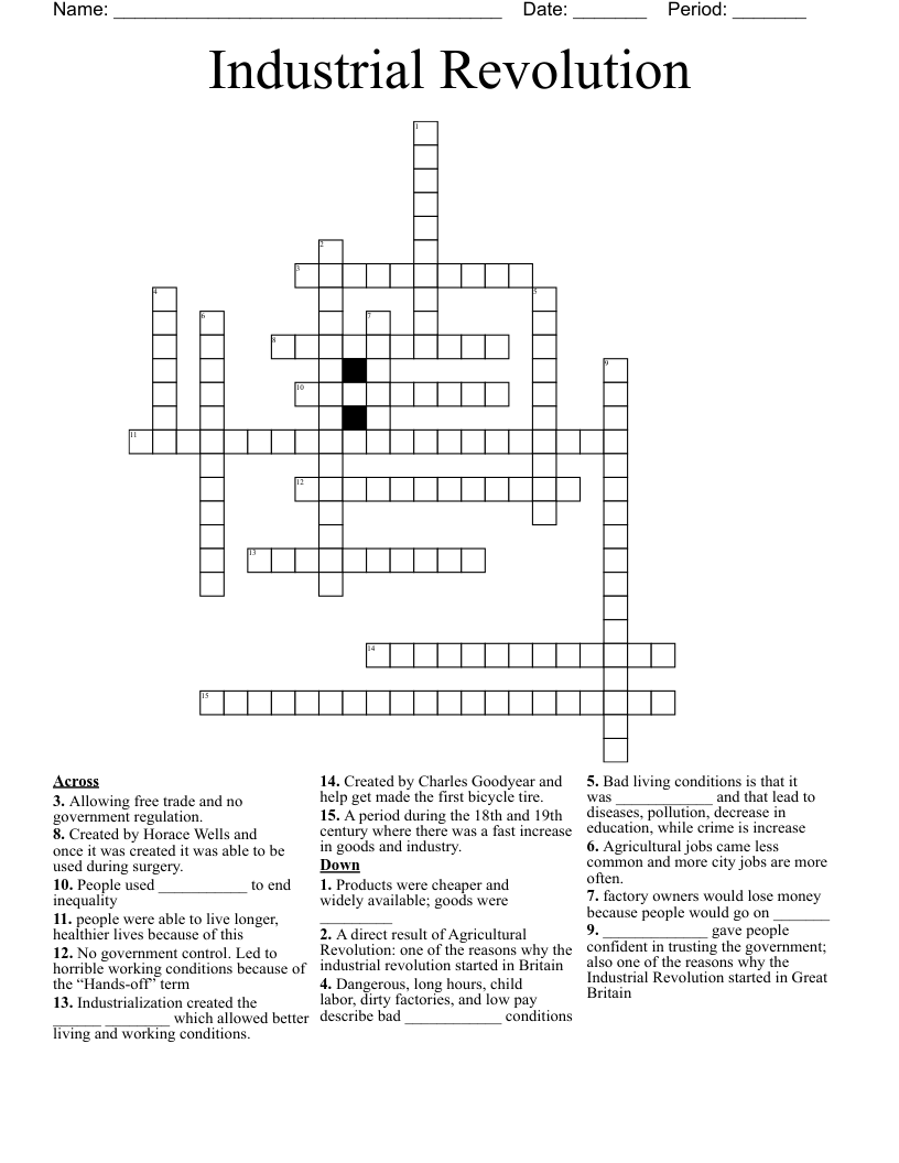 Industrial Revolution Crossword