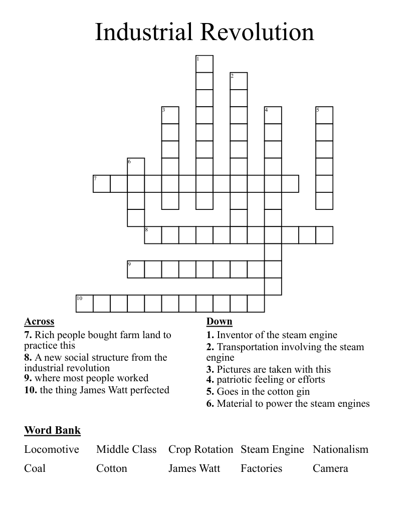 Industrial Revolution Crossword