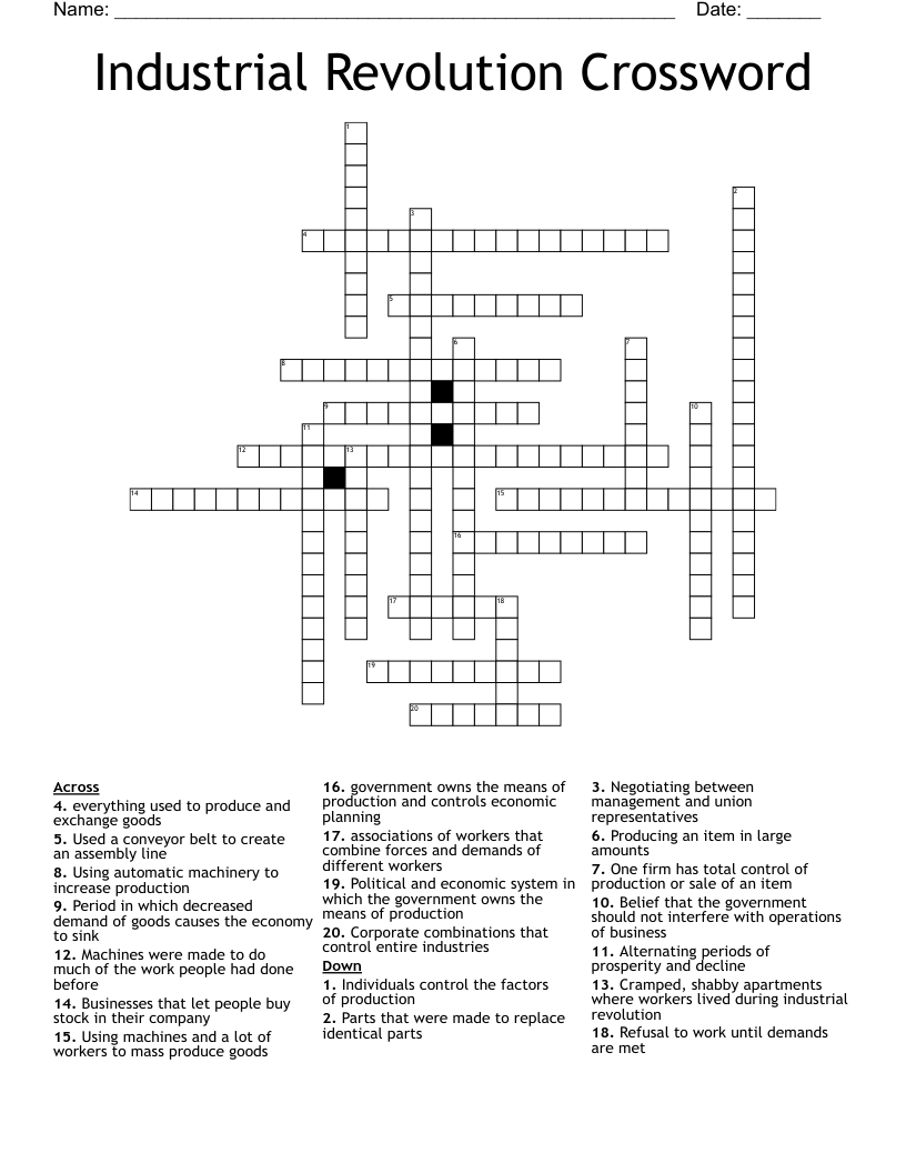 Industrial Revolution Crossword