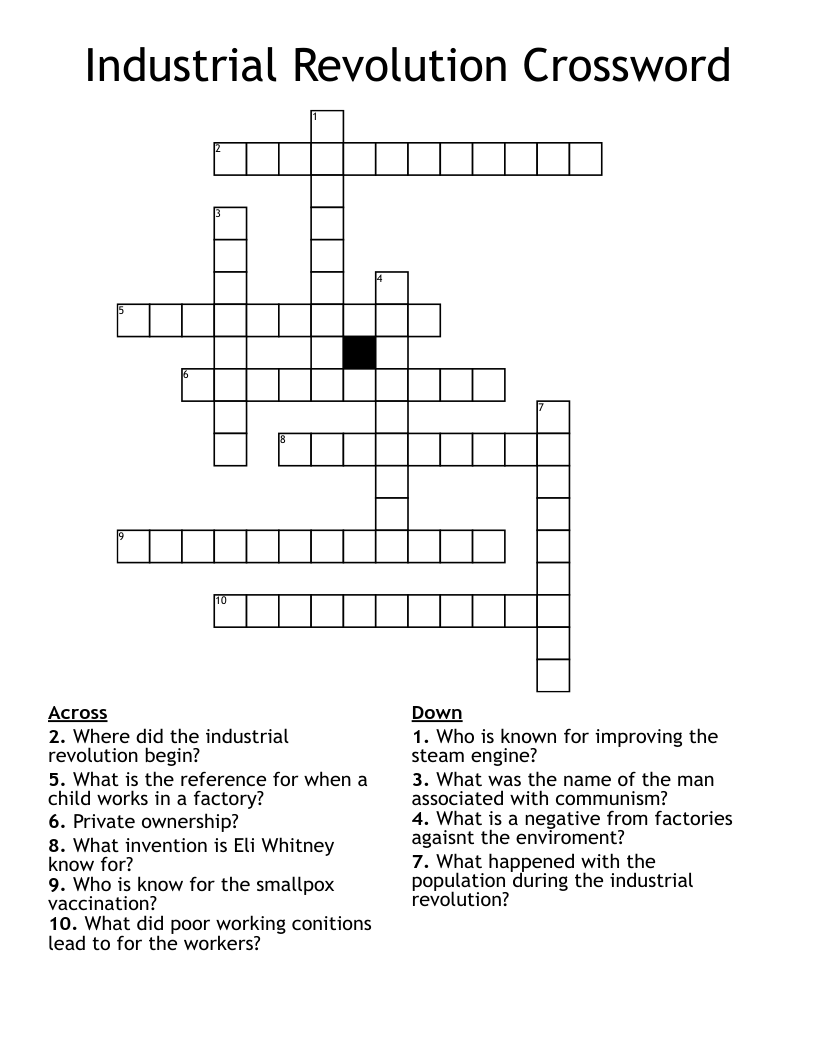 Industrial Revolution Crossword