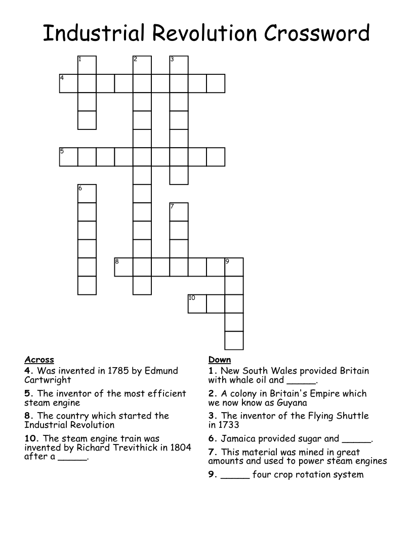 Industrial Revolution Crossword
