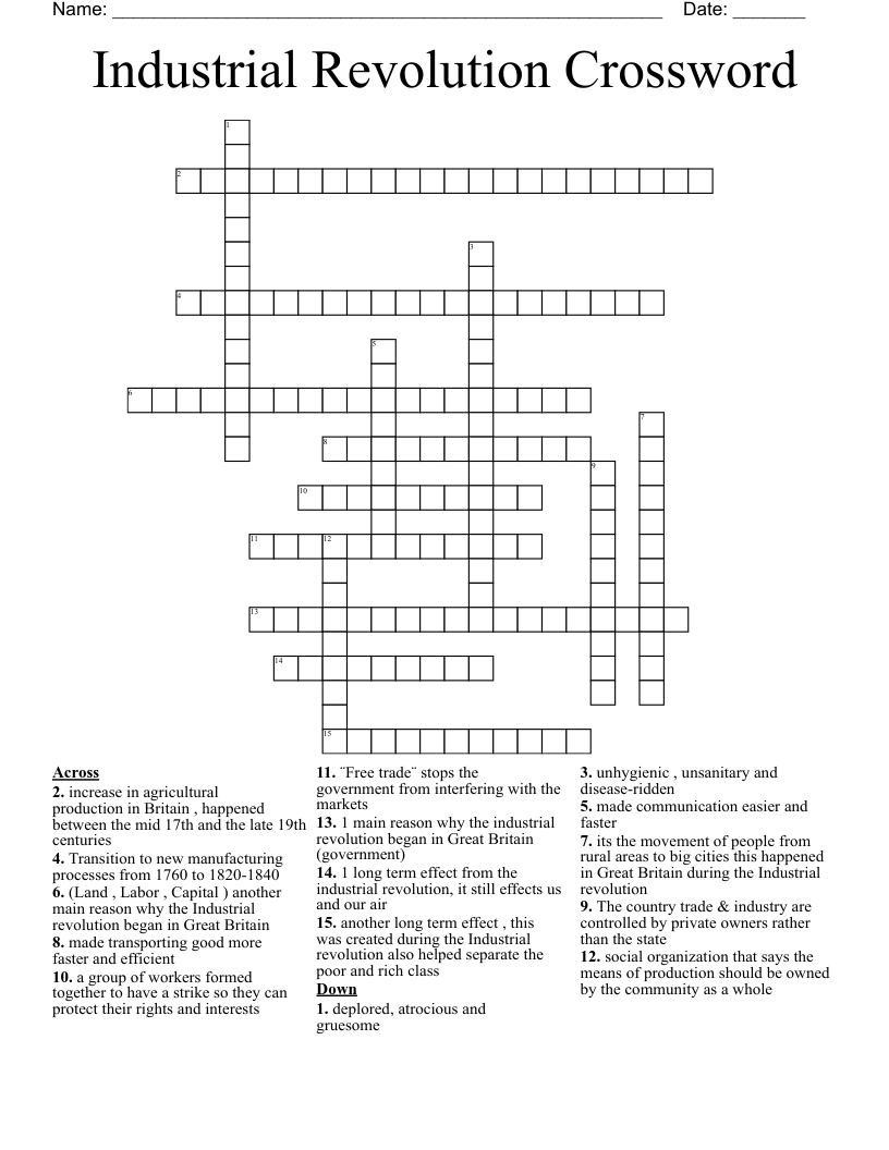 Industrial Revolution Crossword