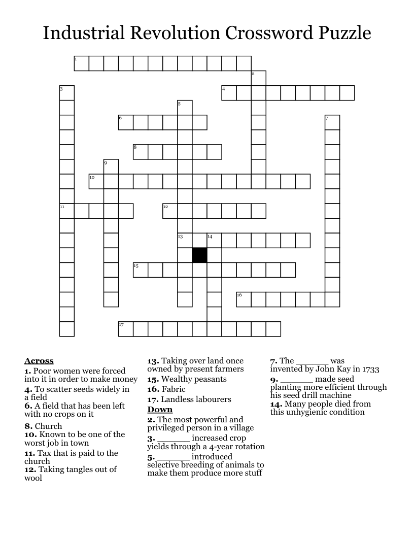 Industrial Revolution Crossword Puzzle