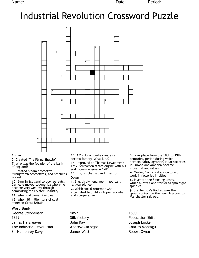 Industrial Revolution Crossword Puzzle