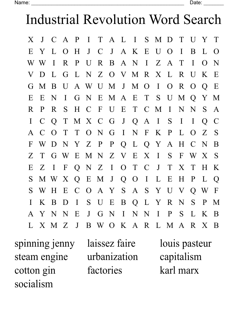 Industrial Revolution Word Search