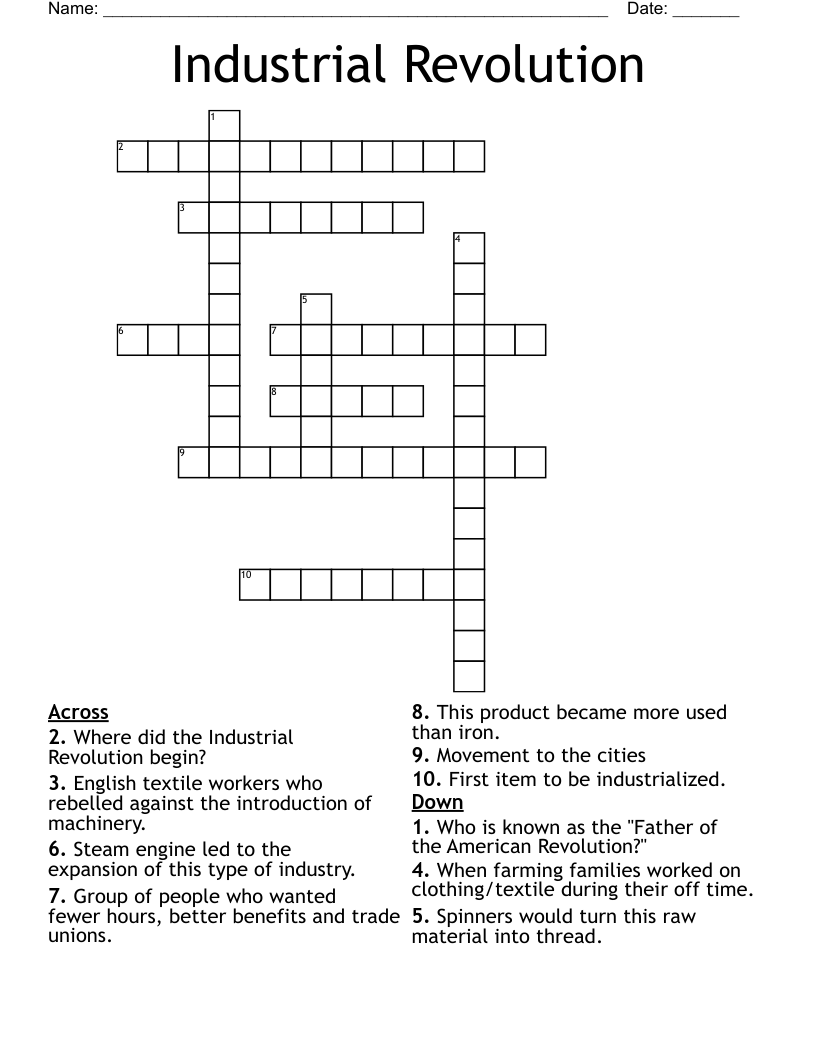 Industrial Revolution  Crossword