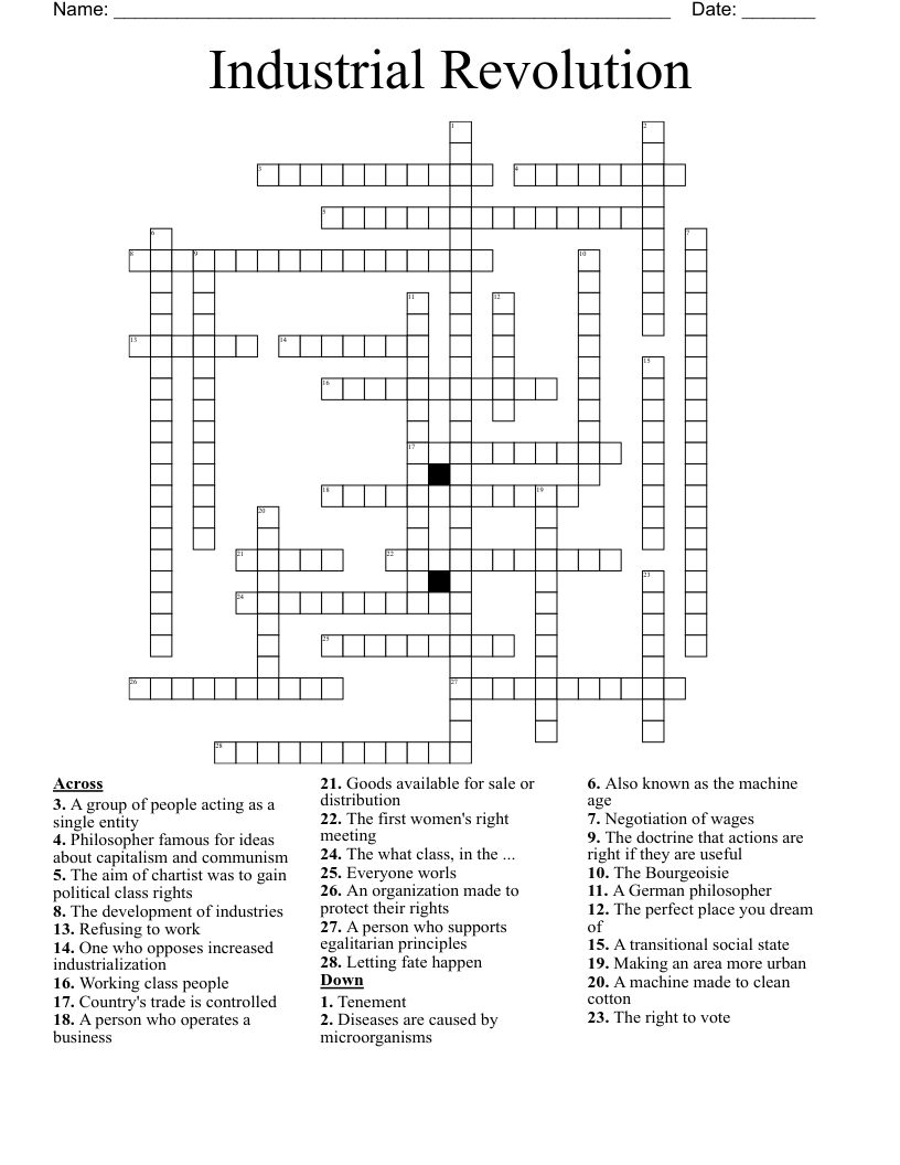 Industrial Revolution  Crossword