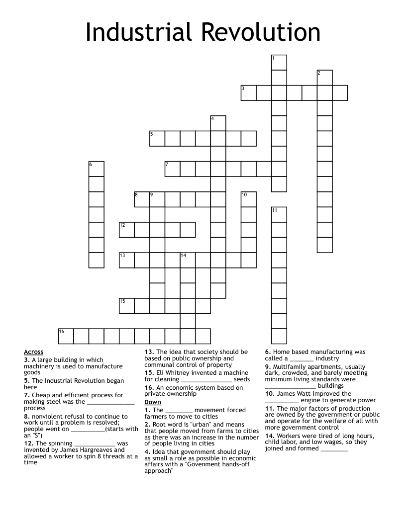 Industrial Revolution  Crossword