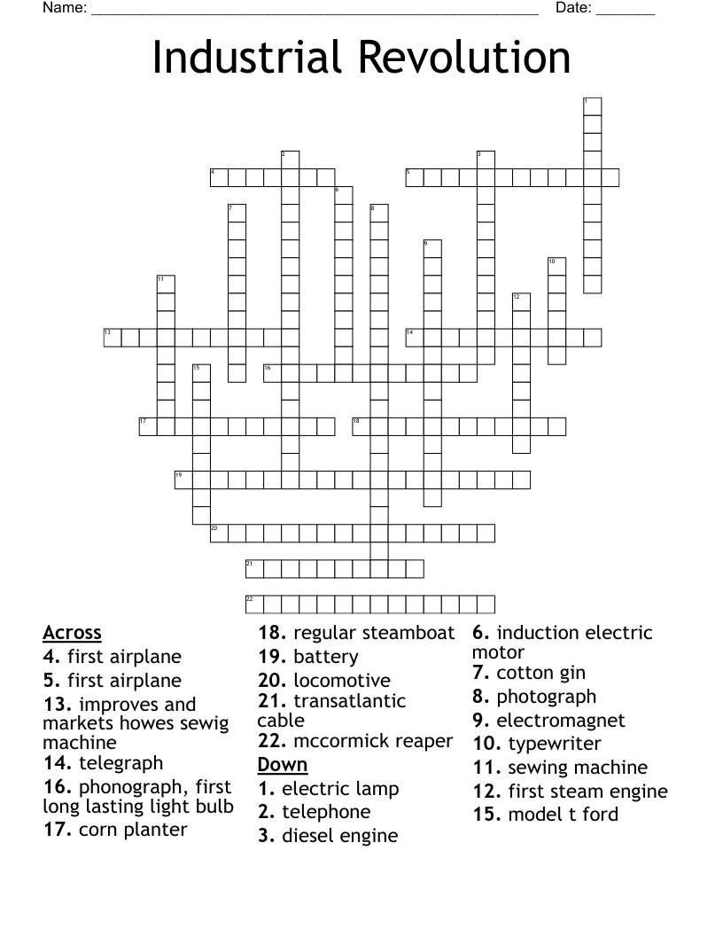 Industrial Revolution  Crossword