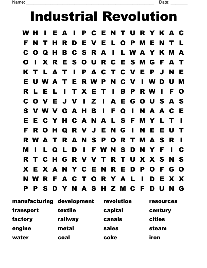 Industrial Revolution  Word Search
