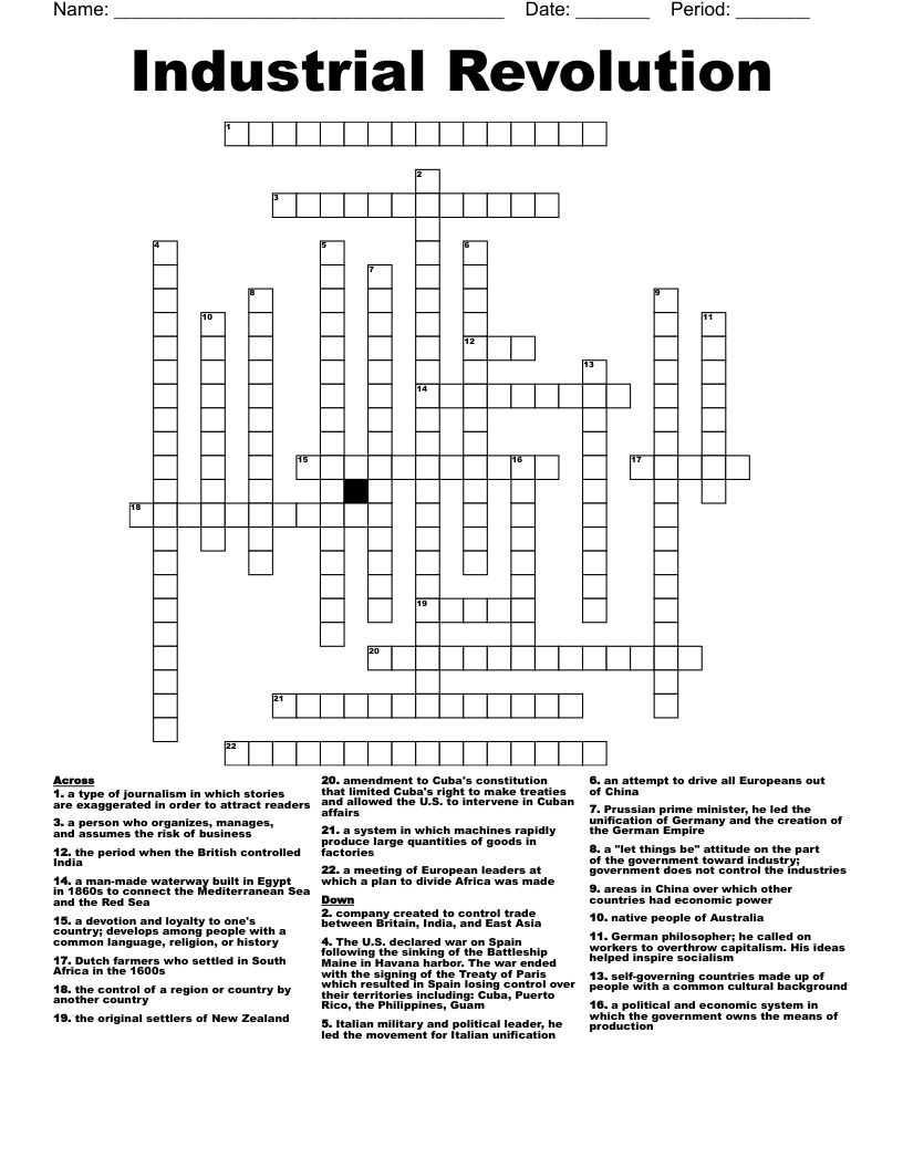 Industrial Revolution  Crossword