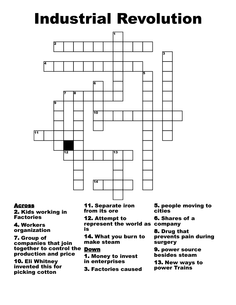Industrial Revolution  Crossword