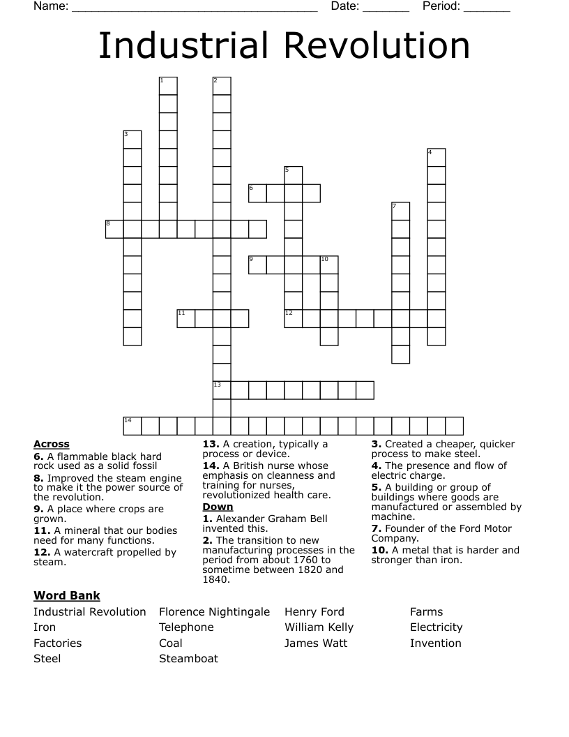 Industrial Revolution  Crossword