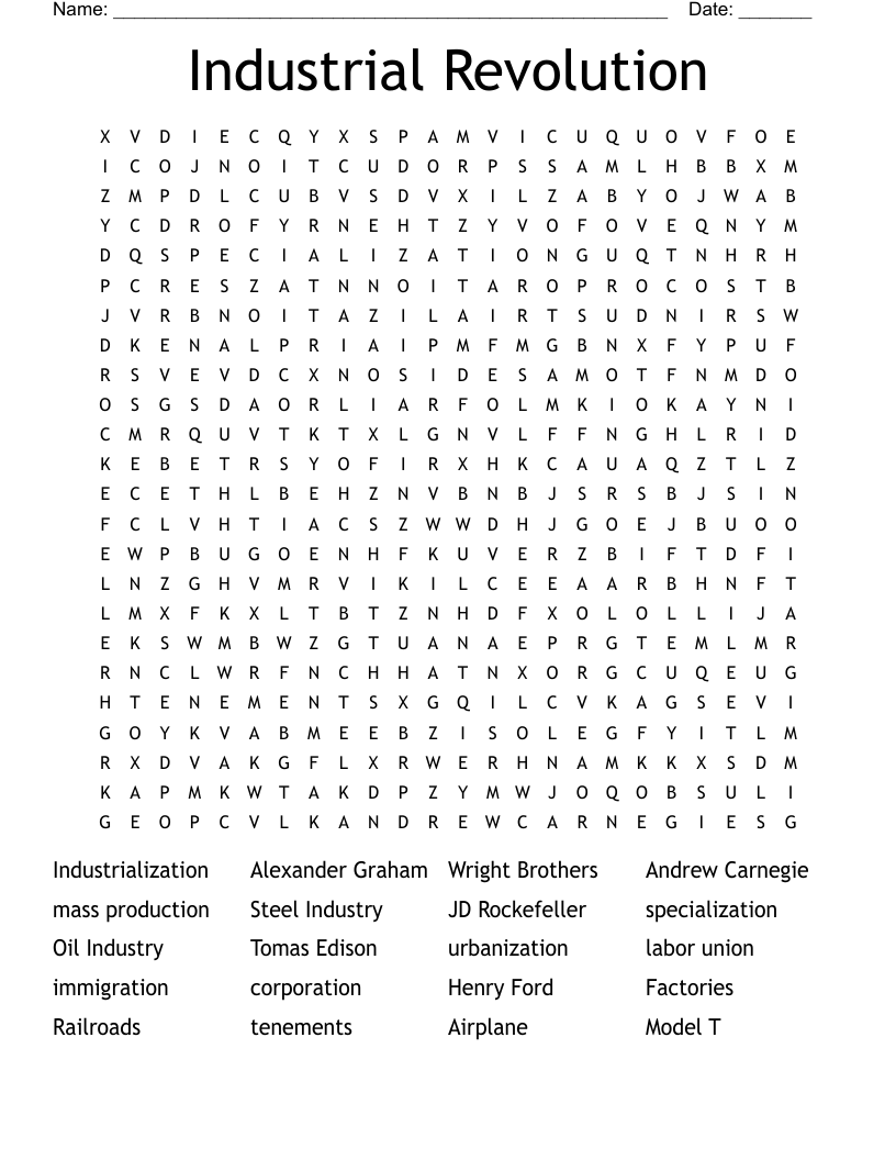 Industrial Revolution  Word Search