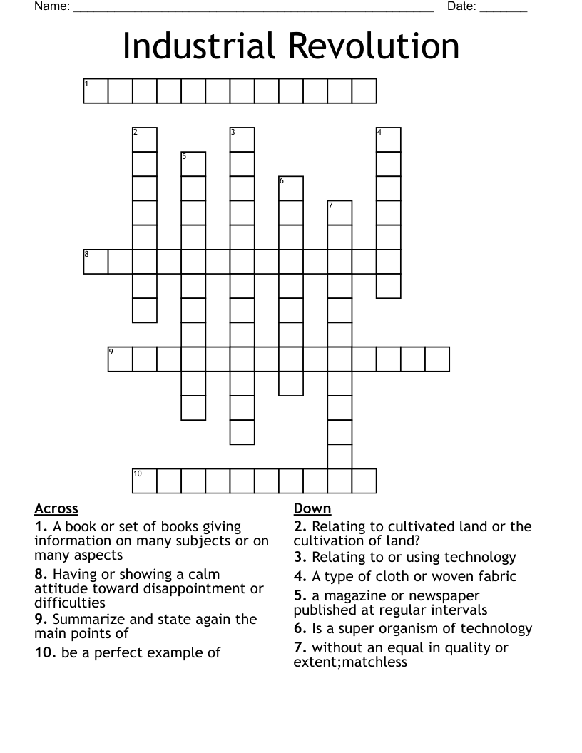 Industrial Revolution  Crossword