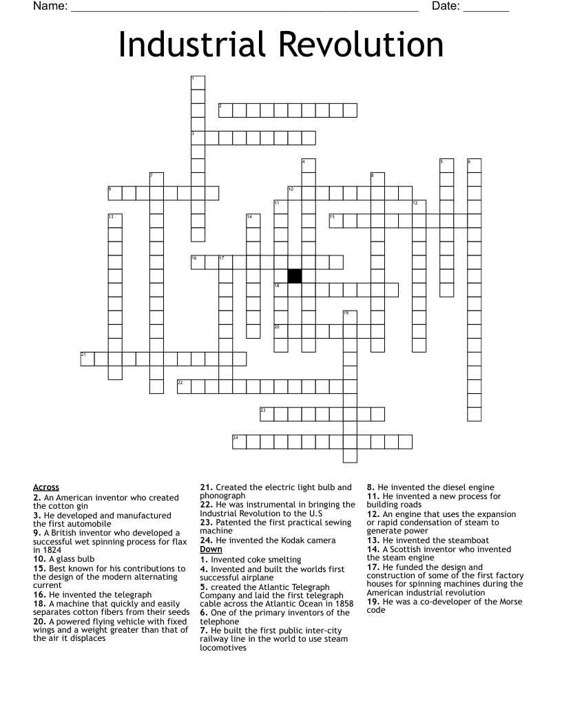Industrial Revolution  Crossword