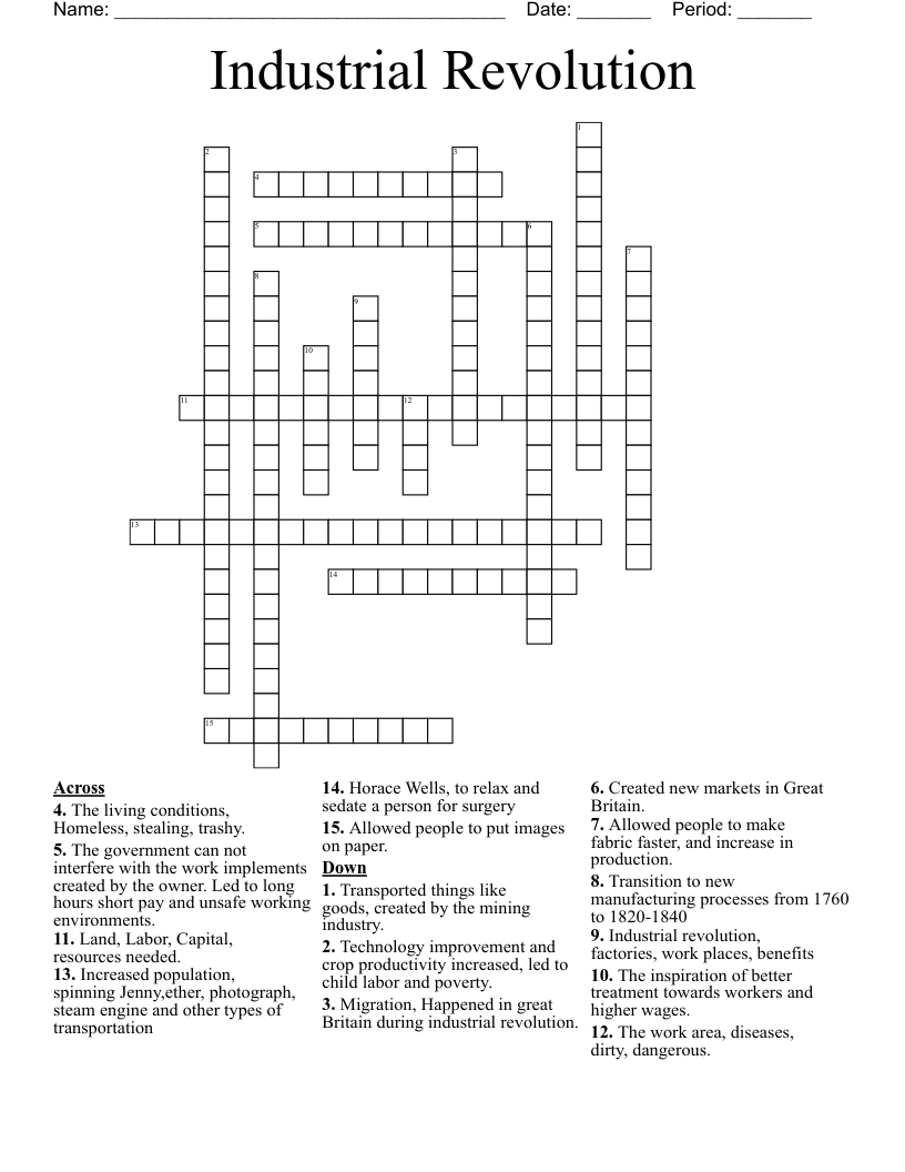 Industrial Revolution  Crossword