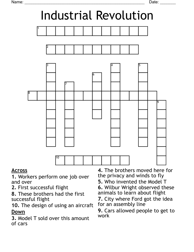 Industrial Revolution  Crossword