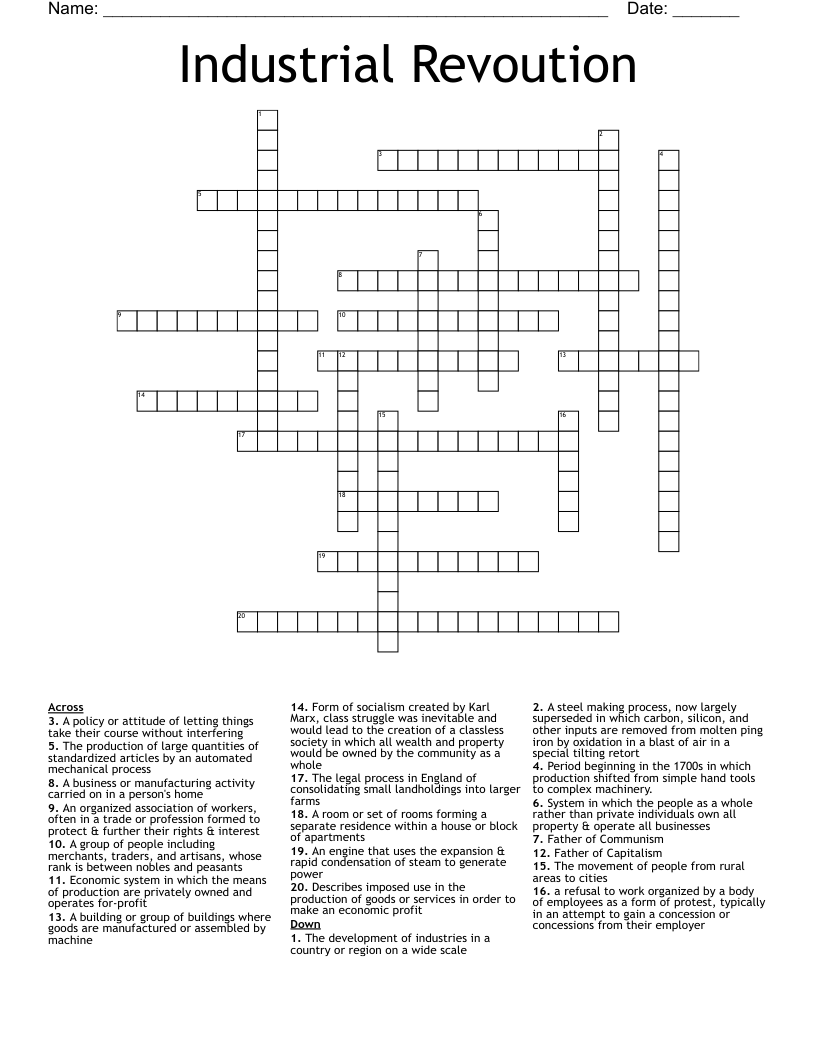 Industrial Revoution Crossword