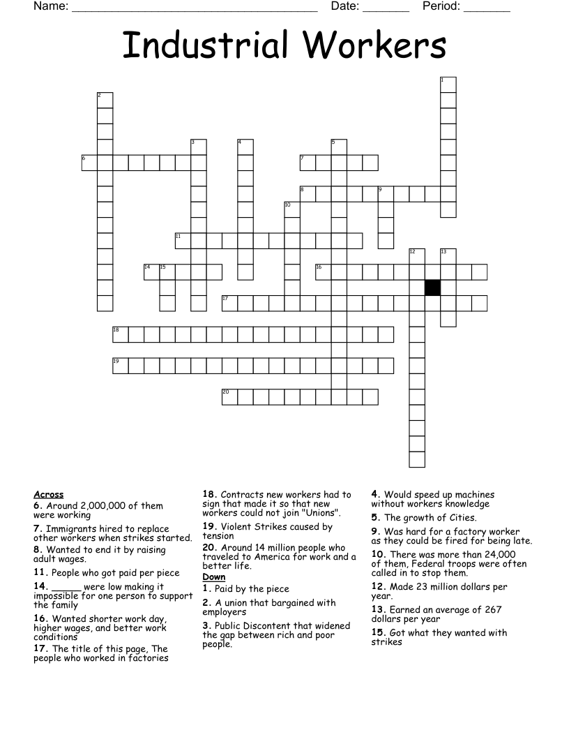 Industrial Workers Crossword