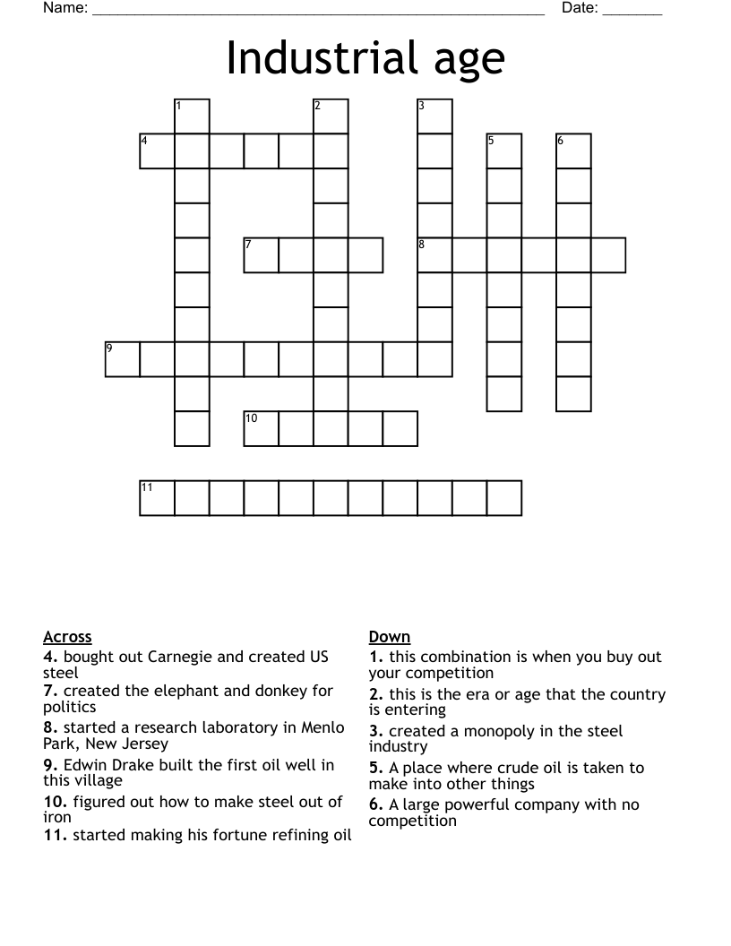 Industrial age Crossword