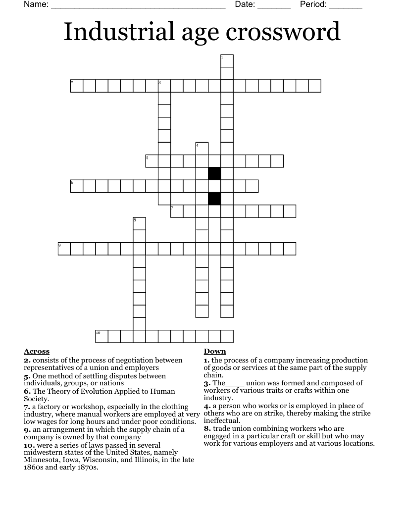 Industrial age crossword 