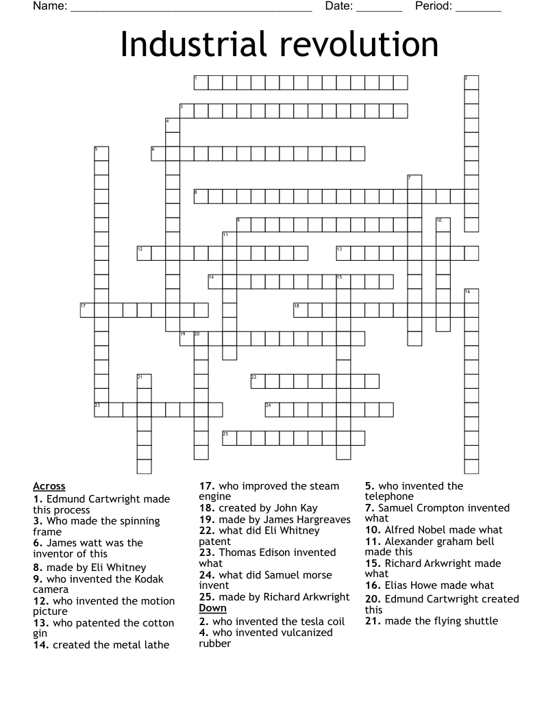 Industrial revolution Crossword