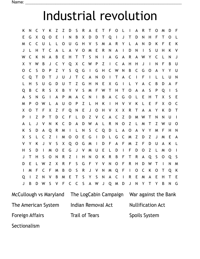 Industrial revolution  Word Search