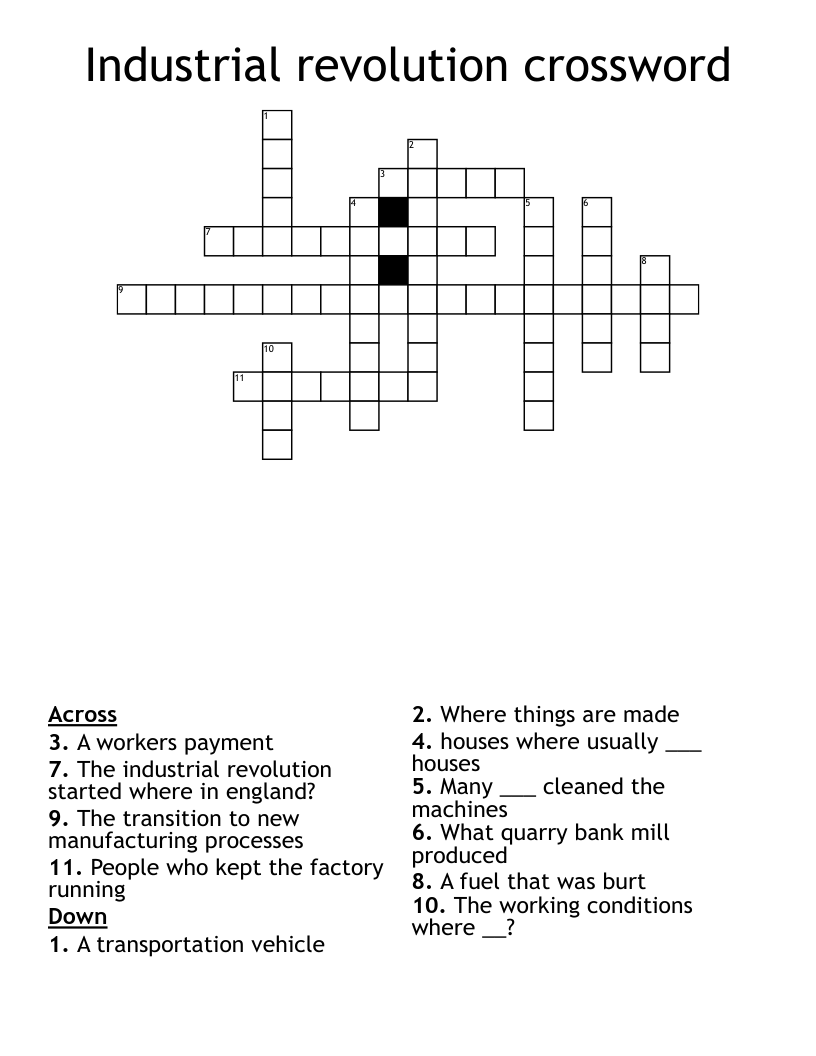 Industrial revolution crossword