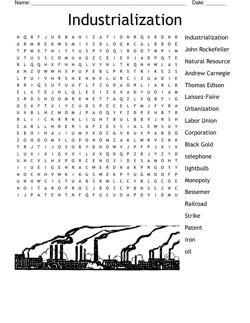 Industrialization Word Search