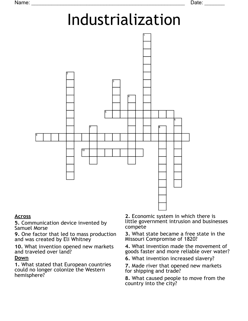 Industrialization Crossword