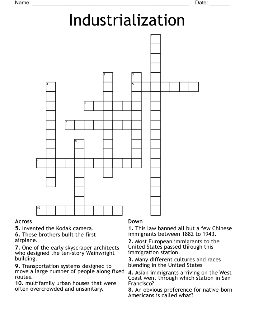 Industrialization Crossword