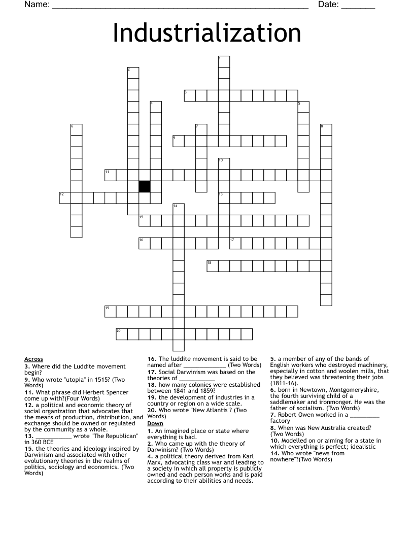 Industrialization Crossword