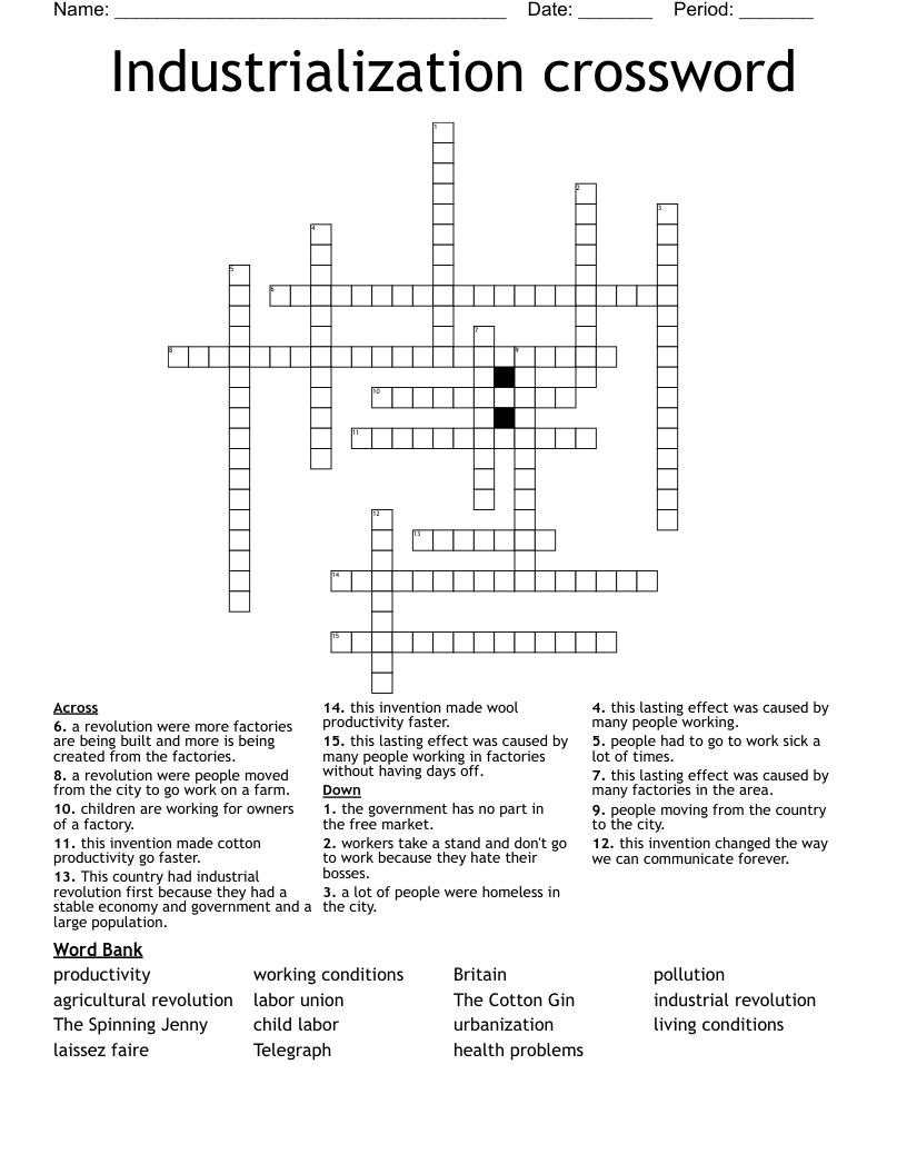 Industrialization crossword