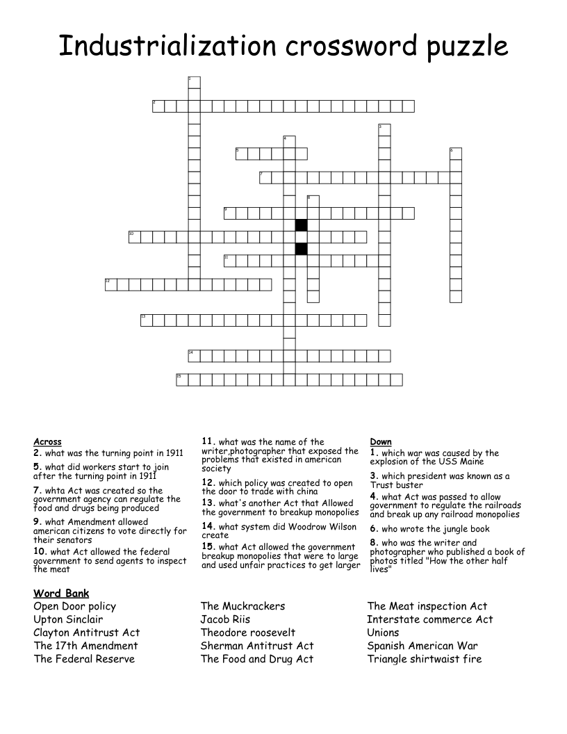 Industrialization crossword puzzle