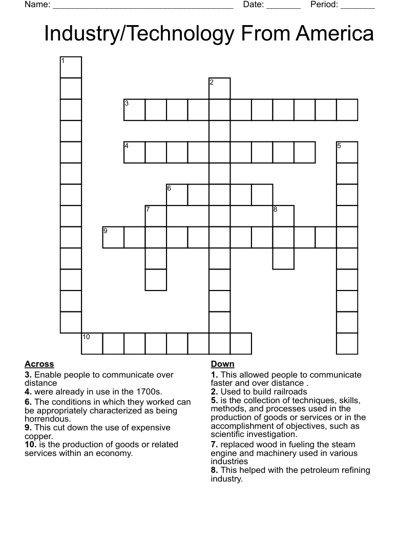 Industry/Technology From America Crossword