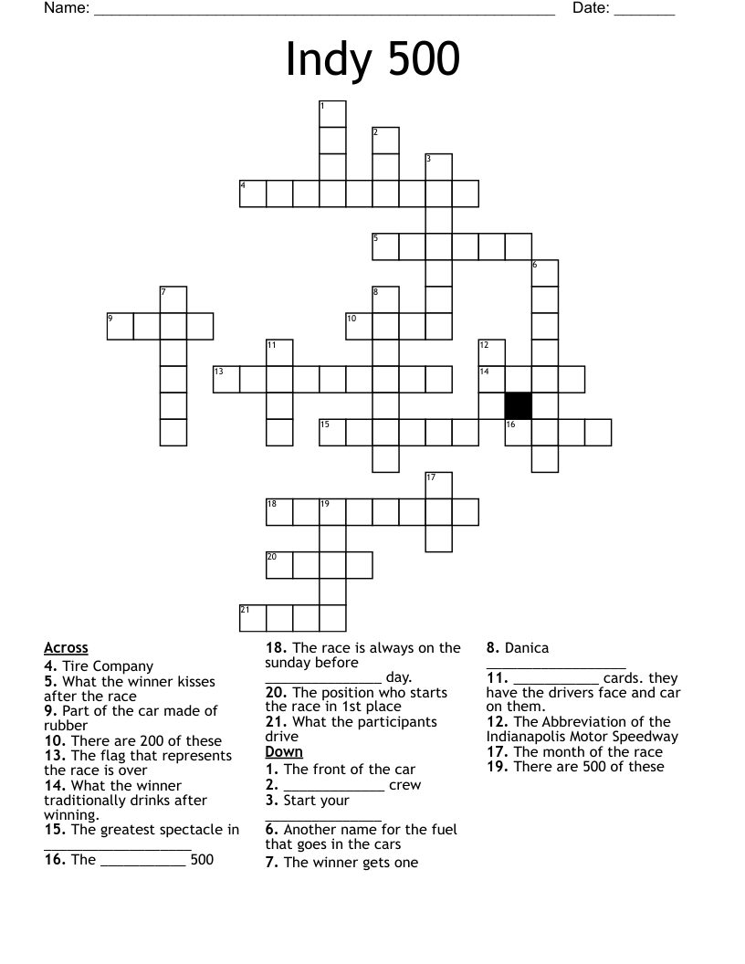 Indy 500 Crossword