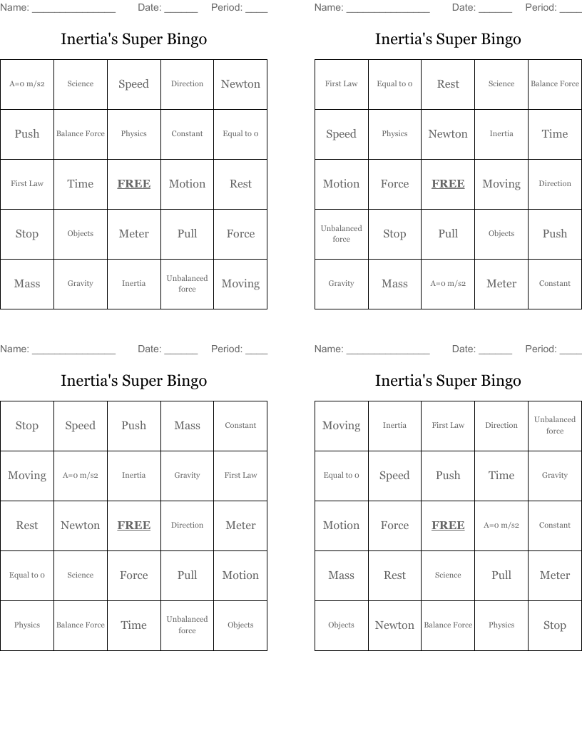 Inertia's Super Bingo 