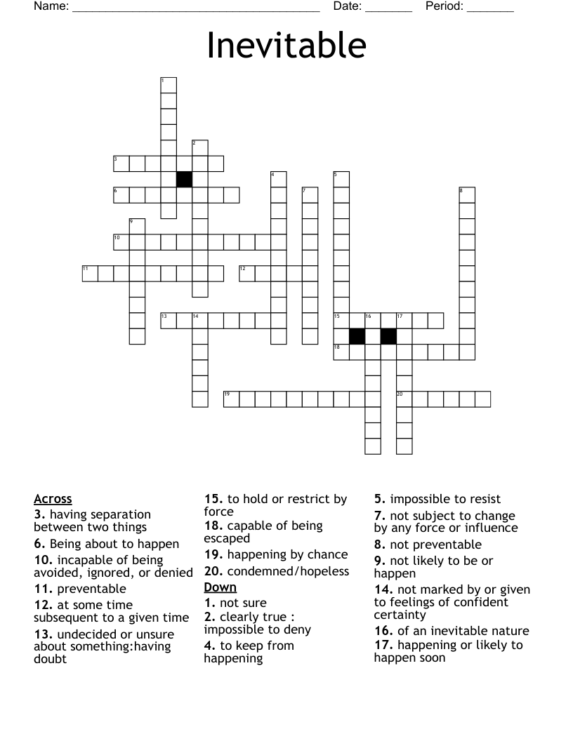 Inevitable  Crossword
