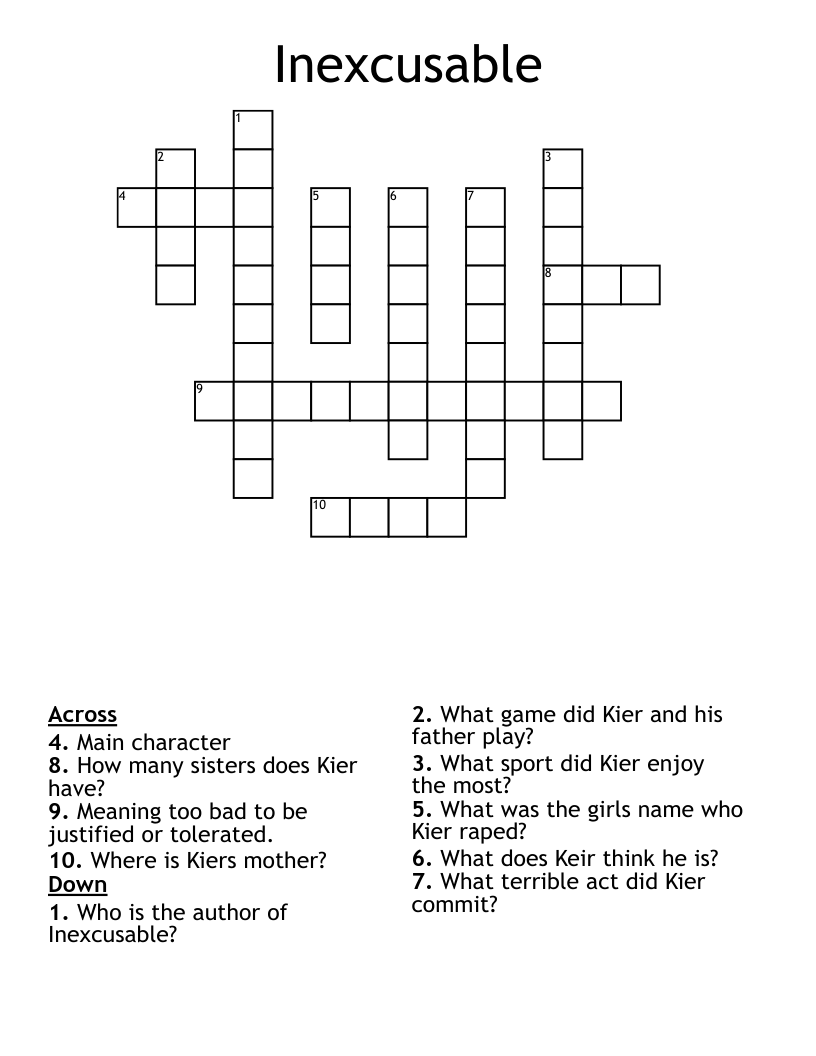 Inexcusable  Crossword