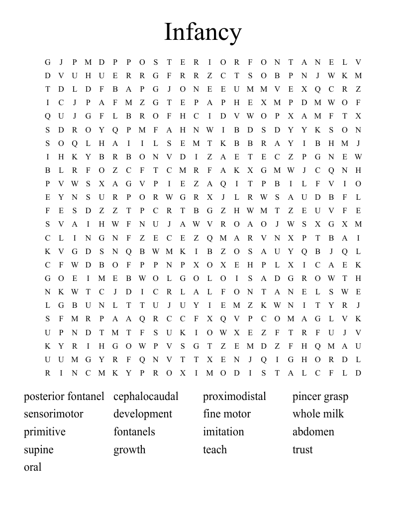 Infancy Word Search