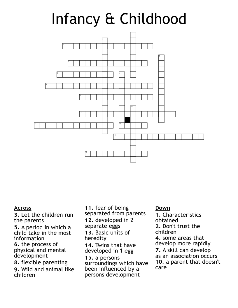 Infancy & Childhood Crossword