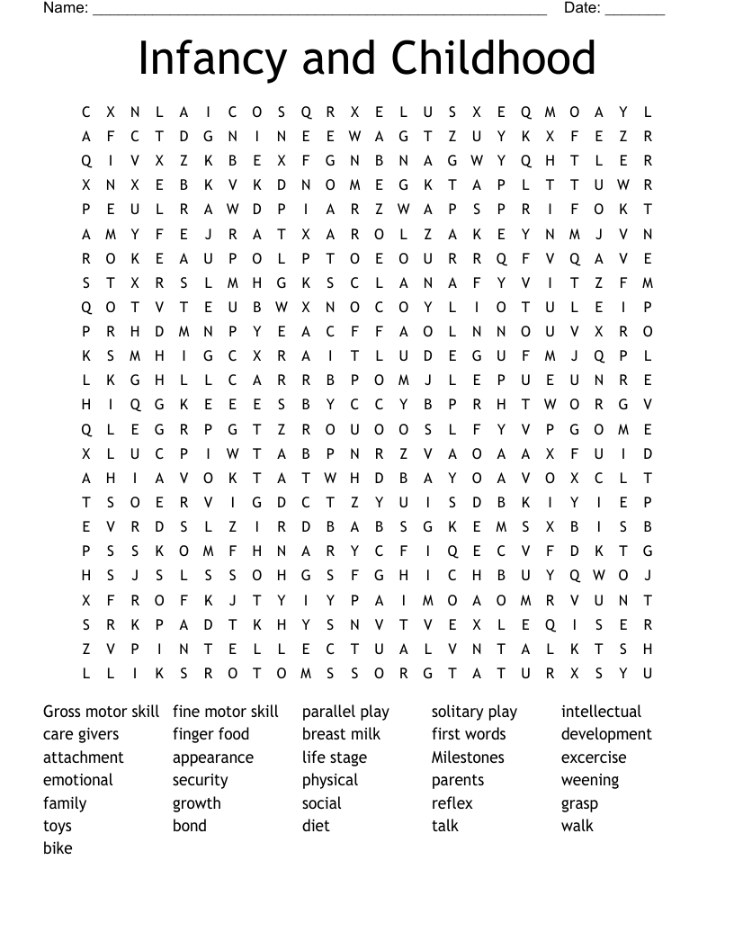 Infancy and Childhood Word Search